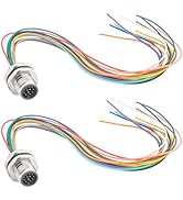 Hamadap M12 12 Pin A Code Male Aviation Connector Cable 0.2M, 16mm Industrial Circular Connector,...