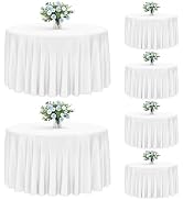 Fixwal White Round Tablecloth for 20-40'' Tables, 6 Pack Round Table Cloth Polyester Fabric Washa...