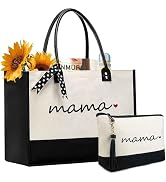 BeeGreen Christmas-Gifts for Mom Mother Birthday Pregnancy Gift Canvas Tote Bag w Leather Handle ...