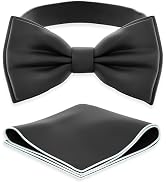 Adam Young Men's Bow Ties with Handkerchief Pre-Tied Style Formal Satin Classic Bowtie for Tuxedo...
