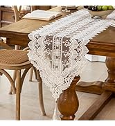 Lace Table Runner Exquisite Embroidery Floral,UWWGKK Table Runners with Tassel Retro French Count...