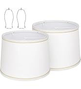 drum Fabric White lamp shades Set of 2 for table lamps – 11.6" Top x 12.6" Bottom x 9.8" High,Qvt...