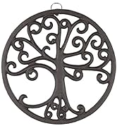 GASARÉ, Cast Iron Trivet for Hot Dishes, Pots, and Pans, Metal Trivet, Tree of Life Design, Rubbe...