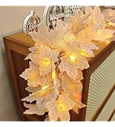 2 Pack Fall Decor Fall Garland with Lights Fall Decorations for Home, Lighted Maples Leaves Garla...