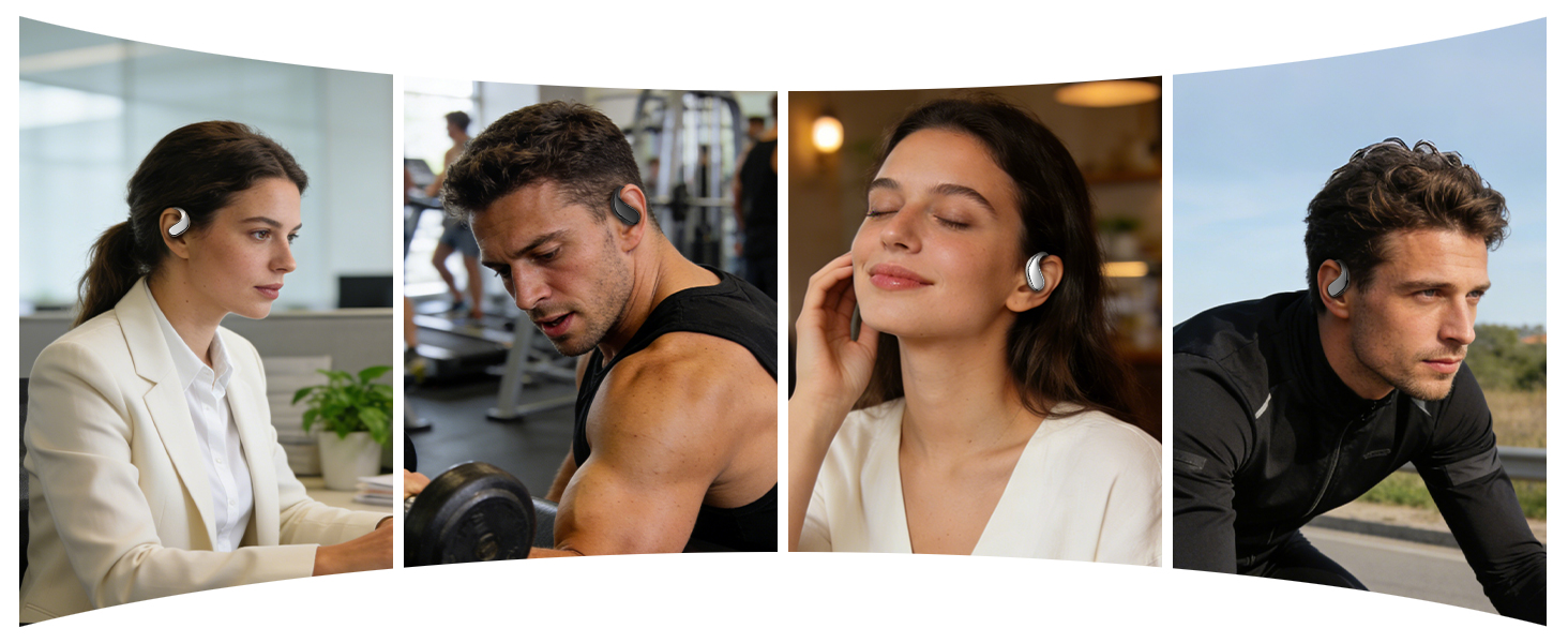 This pair of open-ear earbuds is ideal for workouts, outdoor activities, and office communication.