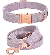 ARING PET Girl Dog Collar-Cotton Lavender Dog Collar with Leash, Adjustable Dog Collars and Leash...