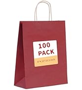 vanhel Gift Bags with Handles 8x4.25x10.5 100 Paper Bags, Paper Gift Bags with Handles Red Paper ...