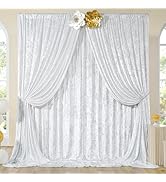 20ft x 10ft Wrinkle Free White Velvet Backdrop Curtain for Parties, Silky Photo Backdrop Drapes S...