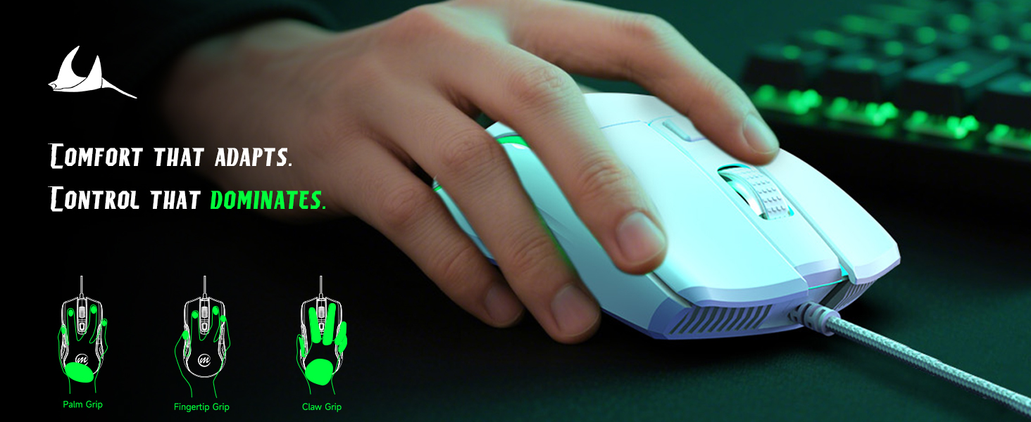 wired gaming mouse for palm grip