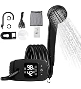 AZXJC Portable Outdoor Electric Shower,Temperature and Battery Level Digital Display,8000mAh Batt...
