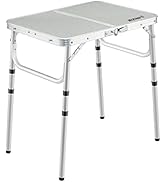 REDCAMP Small Camping Table 2 Foot, Portable Aluminum Folding Table Adjustable Height Lightweight...