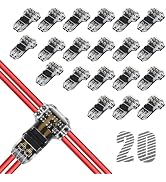 T Tap Wire Connectors, 3 Way 2 Pin Low Voltage Wire Splice Connectors for 16-20 AWG, Solderless N...
