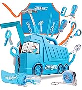 Hi-Spec 17pc Kids Tool Kit Set & Child Truck Tool Box - Real Metal Hand Tools for DIY Building, W...