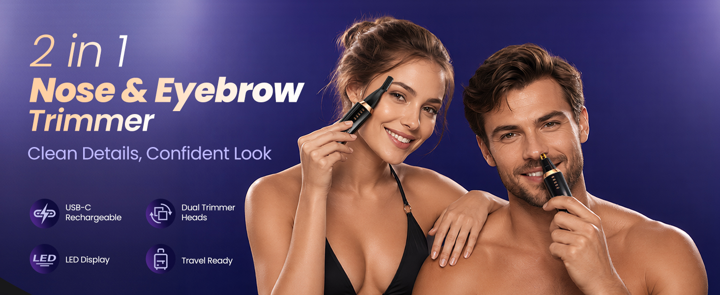 Mendaping 2025 Rechargeable Nose and Ear Hair Trimmer With LED Dispaly for Women Men