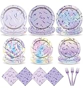 Cogniplay Purple Demon Party Tableware Decoration Set Purple Demon Paper Plates and Napkins Kpop ...