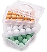 HANSGO Egg Holder, 3-Layer Deviled Egg Tray with Lid Egg Carrier Box Dispenser Container with Han...