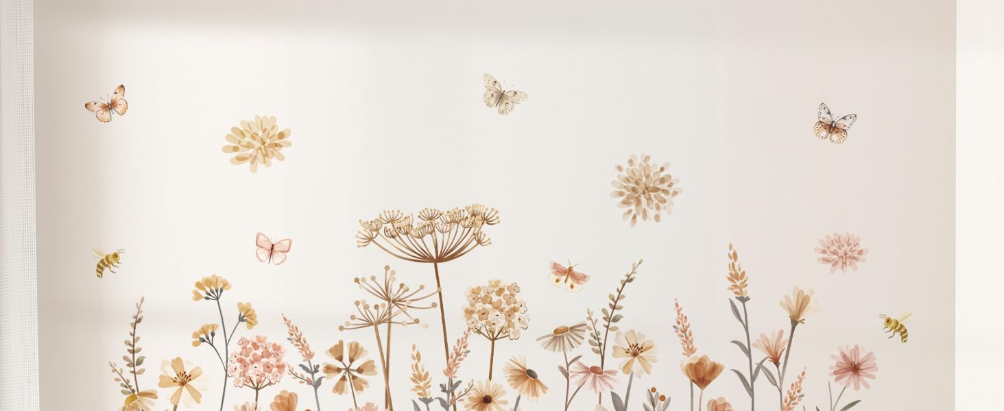 boho wild flower wall decals watercolor flower wall sticker