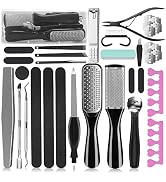 Professional Pedicure Kit, 36 in 1 Stainless Steel Foot Care Kit Foot Rasp Dead Skin Remover for ...