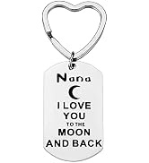 Nana Gift from Granddaughter Grandson I Love You to the Moon and Back Nana Keychain Cute Heart Ke...