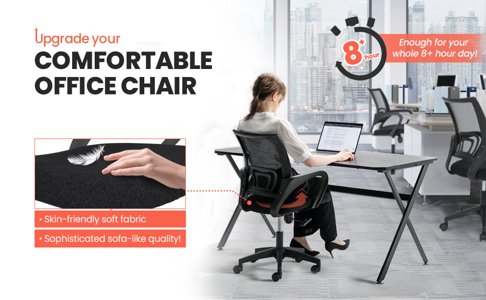 Comfy task chair with soft quality fabric for all day sitting office computer desk