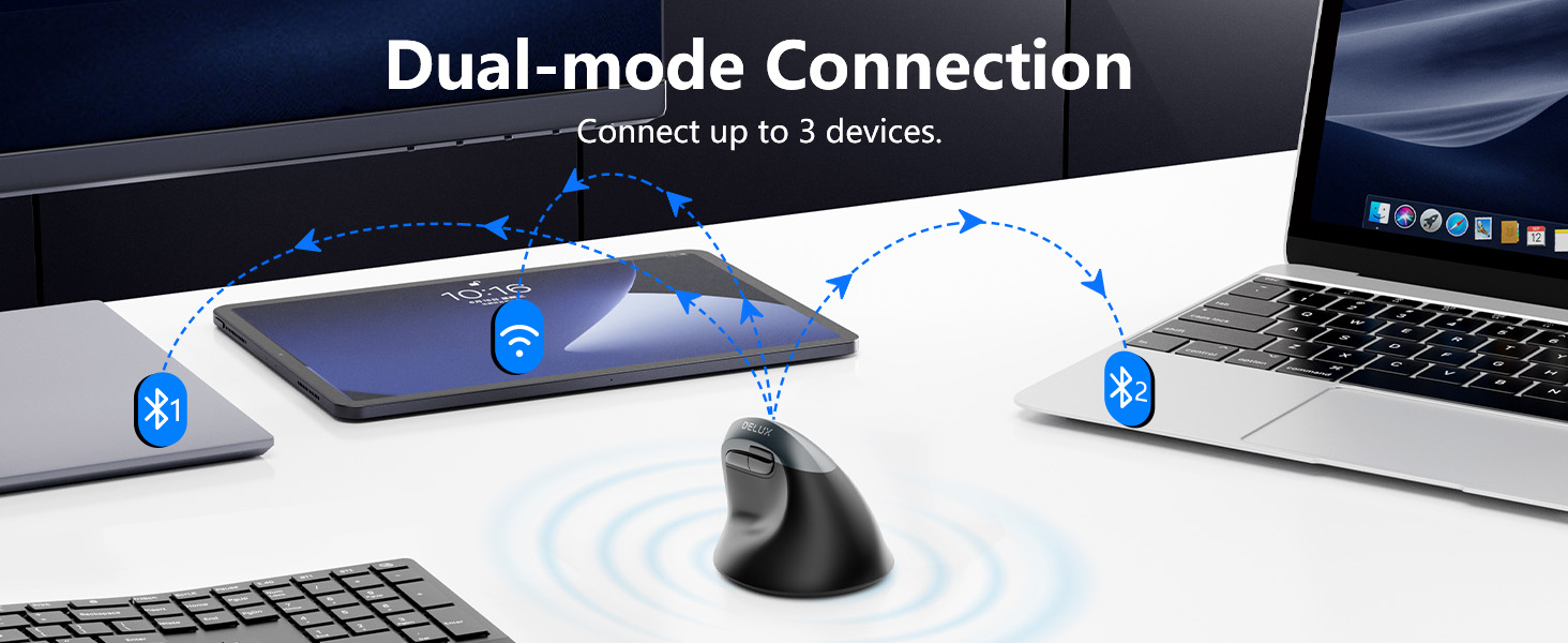 DELUX Wireless Ergonomic Mouse