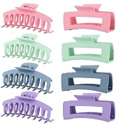 LuSeren Colorful Hair Claw Clips for Girls – 4.3 Inch Cute Matte Claw Clips in Pastel Green, Pink...