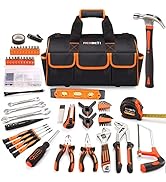 REXBETI 169-Piece Premium Tool Kit with 16 inch Tool Bag, Steel Home Repairing Tool Set, Large Mo...