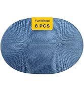 FunWheat Oval Braided Placemats Set of 8 Table Mats for Dining Tables Washable Heat Resistant Pla...