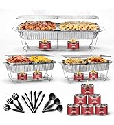 Disposable Chafing Dish Buffet Set, 33 Piece of Chafing Servers with Food Warmers, Covers, Half-S...