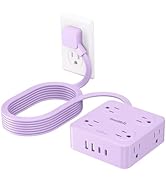 Extension Cord with Multiple Outlets, SMALLRT Flat Plug Power Strip, 6.5FT Power Strips with Surg...