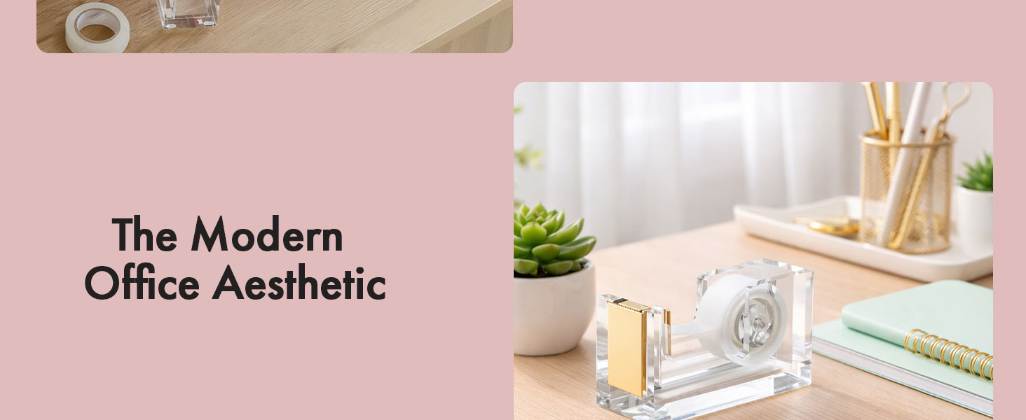 Gold tape dispenser Clear tape dispenser Non-slip, Heavy-duty Modern desk organizer, aesthetic