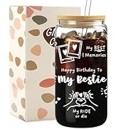 Mikopei Best Friend Birthday Gifts for Women Friendship - Happy Birthday to My Bestie Glass Cups ...