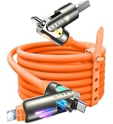 LISEN USB C to Lightning Cable, 240W 4 in 1 Charging Cable 6.6FT, Chubby USB A/C to C/Lightning w...