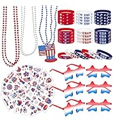 4th of July Accessories 133 PCS, Fourth of July Patriotic Party Favors Supplies Set with Star Sun...