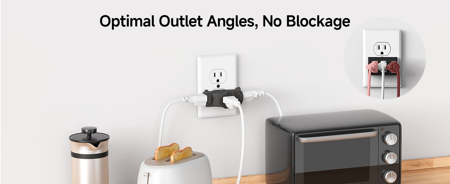 3 Way Plug Adapter 15A 1875W, 3 Prong 3 Outlet Adapter