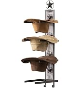 TICKCACY Cowboy Hat Rack for Wall, Metal Star Cowboy Hat Holder Wall for 4 Hats, Vertical Western...