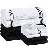 Homaxy 100% Cotton Kitchen Towels and Dishcloths Set, 12 x 12 & 16 x 26 Inches, Set of 8 Bulk Dua...