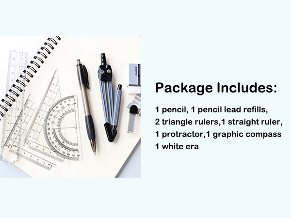 geometry set, math supplies, protractor and compass set, middle school supplies