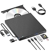 External CD DVD Drive for Laptop, USB 3.0 Optical Disc Drive,4 USB Ports and 2 TF/SD Card Slots,P...