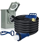 BEBOBLY 50 Amp Power Inlet Box and 25FT Generator Cord, 125V/250V Emergency Power Combo Kit, NEMA...