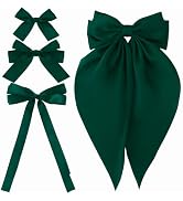 Atoden Hair Bow Clips for Women Girls, 4 Pcs Green Silky Satin Oversized Long Tail Bow Hair Clips...