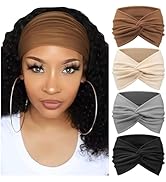 DRESHOW 4 Pack Turban Headbands for Women Wide Vintage Head Wraps Knotted Cute Hair Band Accessories