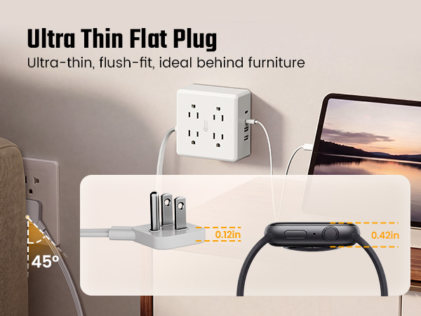 Flat plug extension cord