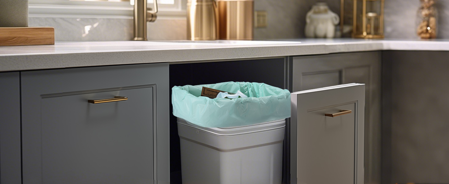 Use 13 gallon tall kitchen trash bags in the kitchen.
