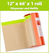 Tangibay Pre-Taped Masking Paper with Dispenser - 12" x 66' Painters Paper and Tape for Painting ...