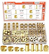 Aienxn 152PCS 4 Sizes Brass Compression Fittings Assortment kit- 1/2", 3/8", 5/16", 1/4" Insert, ...