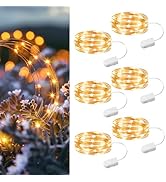 HXWEIYE 6 Pack Fairy Lights Battery Operated, 7ft 20LED Mini Firefly Starry Lights Mason Jar Ligh...