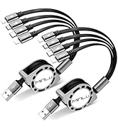 MINLU Multi Charging Cable 4A, 2Pack 4Ft Retractable Multi Fast Charger Cable, Multiple Charging ...