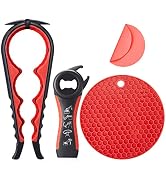 Jar Bottle Opener for Weak Hands,4 &5 in 1 Multi Function Non-Slip Can Lid Opener Tools with Sili...