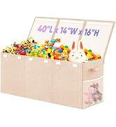 Extra Large Toy Storage Box with Lid Divider, Sturdy Collapsible Toys Organizer Chest Kids Storag...